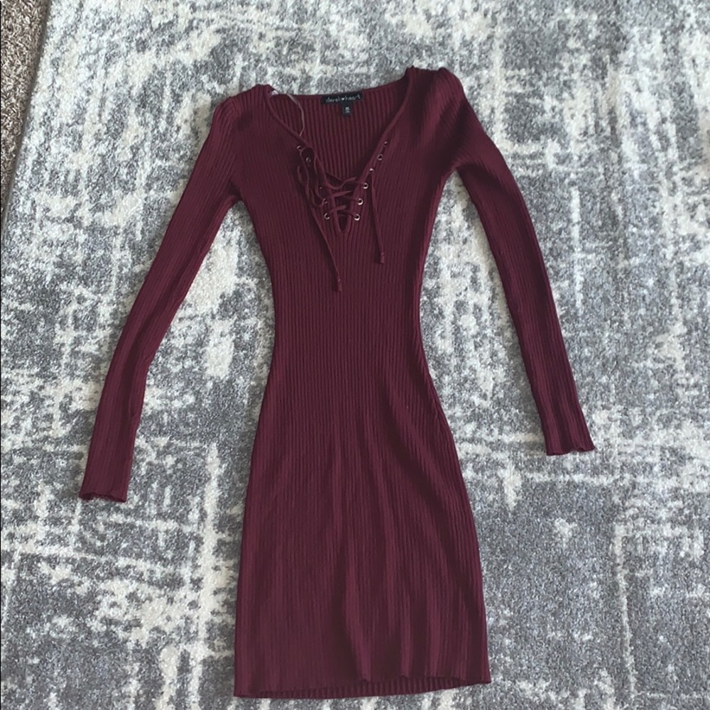 Burgundy Midi Sweater Dress